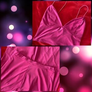 2PC PrettyLittleThing Pink Crop Top Tank (Sz 0) with Wide Leg Pants (Sz 2)